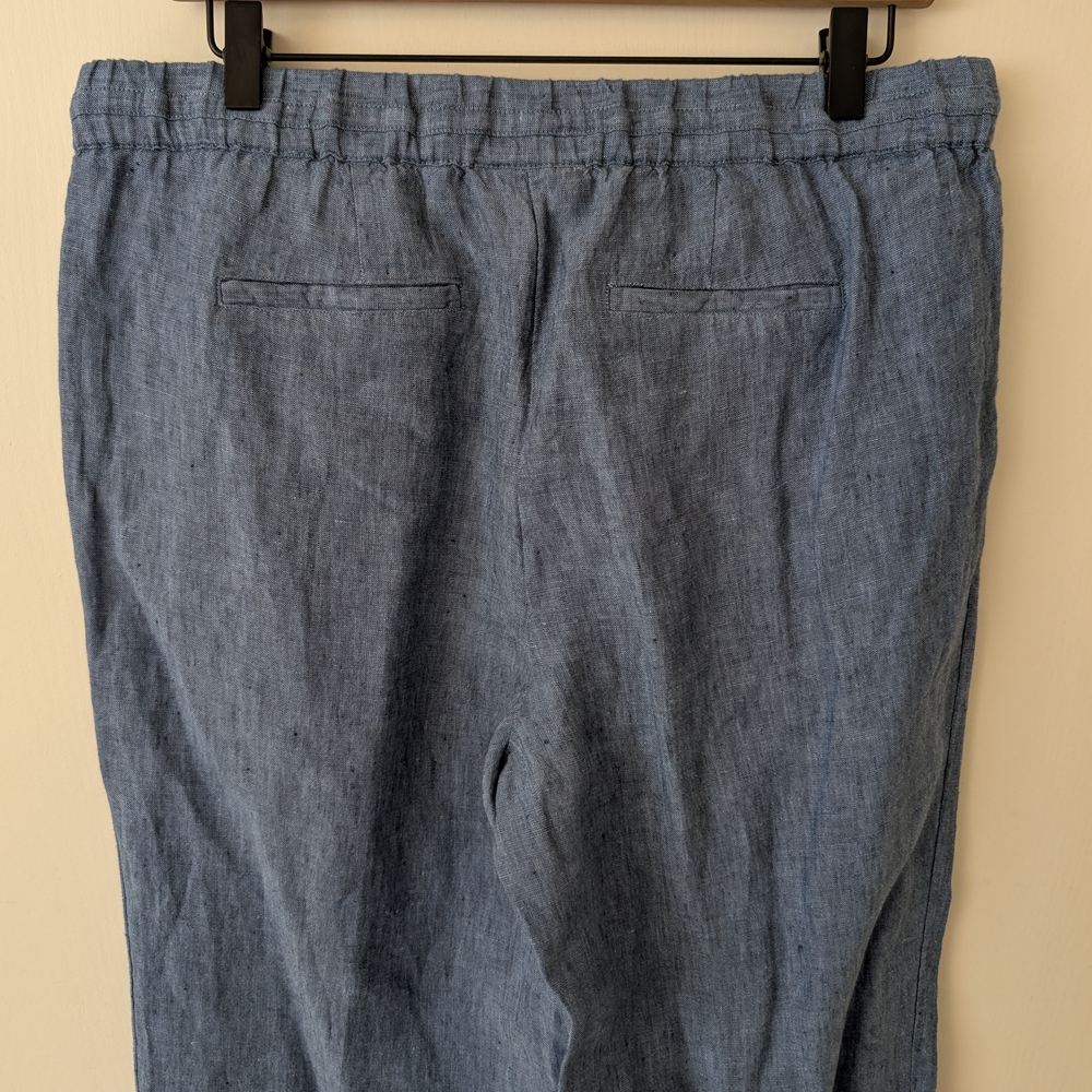 Charter Club Luxury Womens Medium 100% Linen Pants Blue Vacation Resortwear - Picture 6 of 8